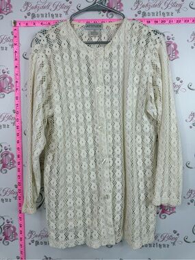 Attitude cardigan vintage white Cream Crochet Button-Front Cardigan knit